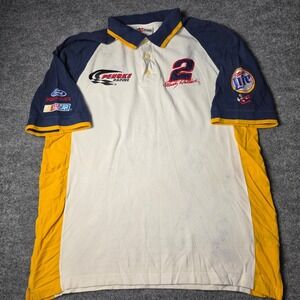 Vintage Chase Authentics Rusty Wallace Penske Racing Miller Lite Polo Shirt L